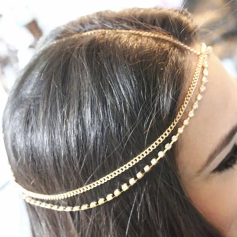 Classic multilayer drop crystal chain tassels Woman with head accessory helmet front hair jewelry | Украшения и аксессуары