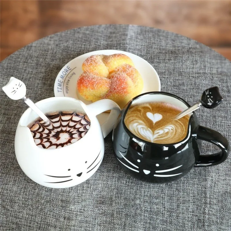 Ceramic Cat Coffee Cups with Spoon White/black Coffee Milk Mugs Cartoon Ice Cream Sugar Tea Dessert Soup Office Couple Drinkware
Ceramic Cat Coffee Cups with Spoon White/black Coffee Milk Mugs Cartoon Ice Cream Sugar Tea Dessert Soup Office Couple Drinkware