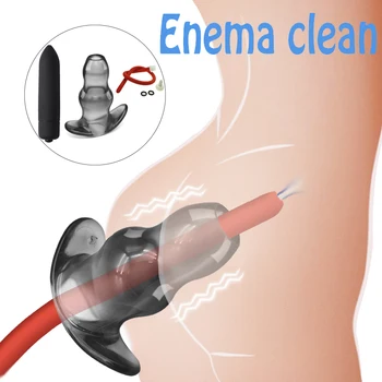 Silicone Enema Hollow Anal Plug Dildo Buttplug Anus Cleaner Vaginal Speculum Prostate Massage Vibrator Anal Dilator Anal Sex Toy