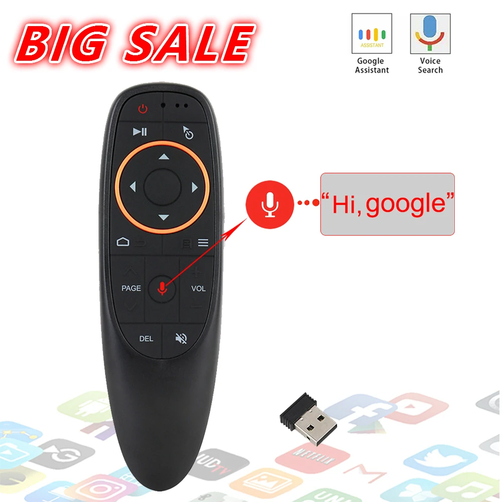 2019 G10 Voice Air Mouse 2.4GHz Wireless Google Microphone Remote Control Microphone Gyrosconpe IR Learning for Android TV Boxes
2019 G10 Voice Air Mouse 2.4GHz Wireless Google Microphone Remote Control Microphone Gyrosconpe IR Learning for Android TV Boxes