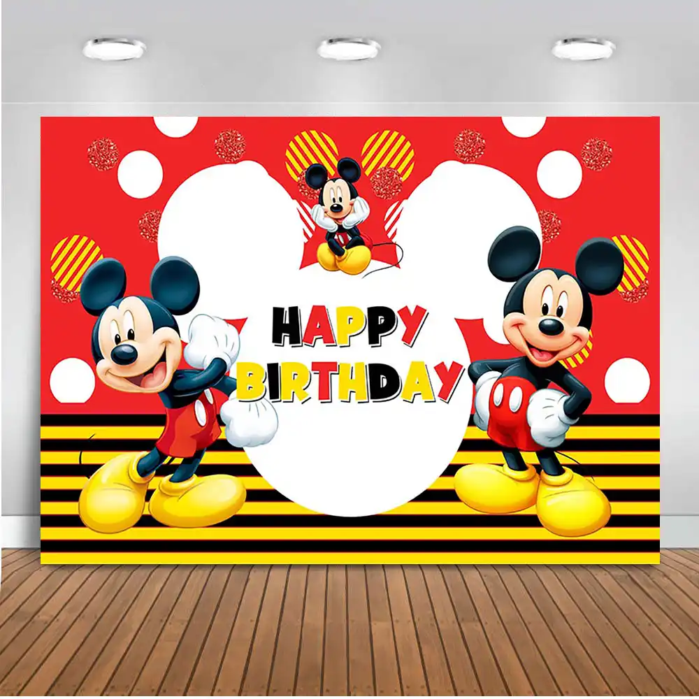 ミッキーマウスの背景ハッピー誕生日のテーマパーティー Chidlren の背景の写真 Photobooth 用品小道具 Aliexpress