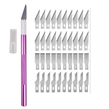 Non-Slip Metal Scalpel Kn-ife Tools Kit Cutter Engraving Craft Kni-ves And40pcs Blades Mobile Phone PCB DIY Repair Hand Tools
Non-Slip Metal Scalpel Kn-ife Tools Kit Cutter Engraving Craft Kni-ves And40pcs Blades Mobile Phone PCB DIY Repair Hand Tools