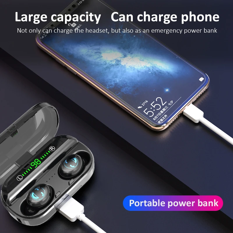 Bluetooth 5.0 Earphone TWS Wireless Noise Canceling Headphone Handsfree Earphones Music Sport Earbuds Headset for Mobile Phone