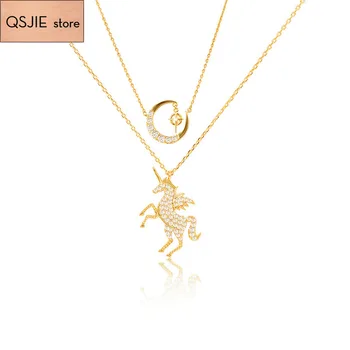 QSJIE High quality SWA fashion Unicorn star moon female clavicle Necklace Charming fashion jewelry
QSJIE High quality SWA fashion Unicorn star moon female clavicle Necklace Charming fashion jewelry