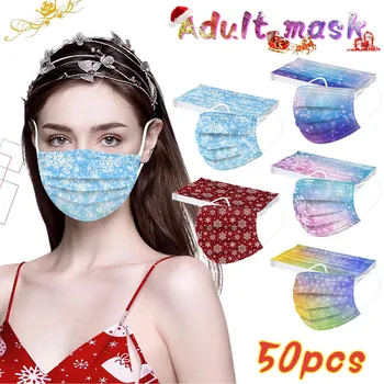 50pc Face Mask Adult Christmas Snowflake Print Masque Disposable Three-layer Nonwove Masks Earloop Windproof Маска Mascherine
50pc Face Mask Adult Christmas Snowflake Print Masque Disposable Three-layer Nonwove Masks Earloop Windproof Маска Mascherine