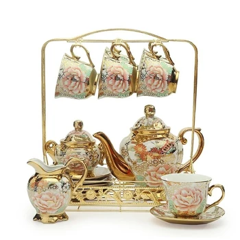 European Luxurious ceramic Coffee Cup Set British porcelain tea set Tea pot Sugar bowl fternoon Tea Party Wedding Gift 
European Luxurious ceramic Coffee Cup Set British porcelain tea set Tea pot Sugar bowl fternoon Tea Party Wedding Gift