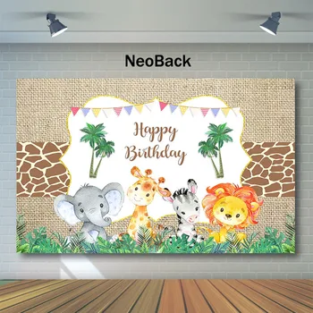 NeoBack Jungle Animals Happy Birthday Backdrop Cute Elephant Lion Photo Background Child Birthday Party Background Photography
NeoBack Jungle Animals Happy Birthday Backdrop Cute Elephant Lion Photo Background Child Birthday Party Background Photography