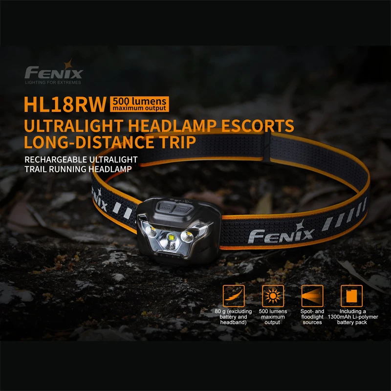 Fenix HL18RW USB Перезаряжаемые 500 люмен заливающий луч/точечный светодиодный налобный