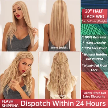 Neitsi Long Straight Half Lace Remy Human Hair Wigs 20'' 60cm 150% Denisty Women Light Blond Wigs With Baby Hair 
Neitsi Long Straight Half Lace Remy Human Hair Wigs 20'' 60cm 150% Denisty Women Light Blond Wigs With Baby Hair
