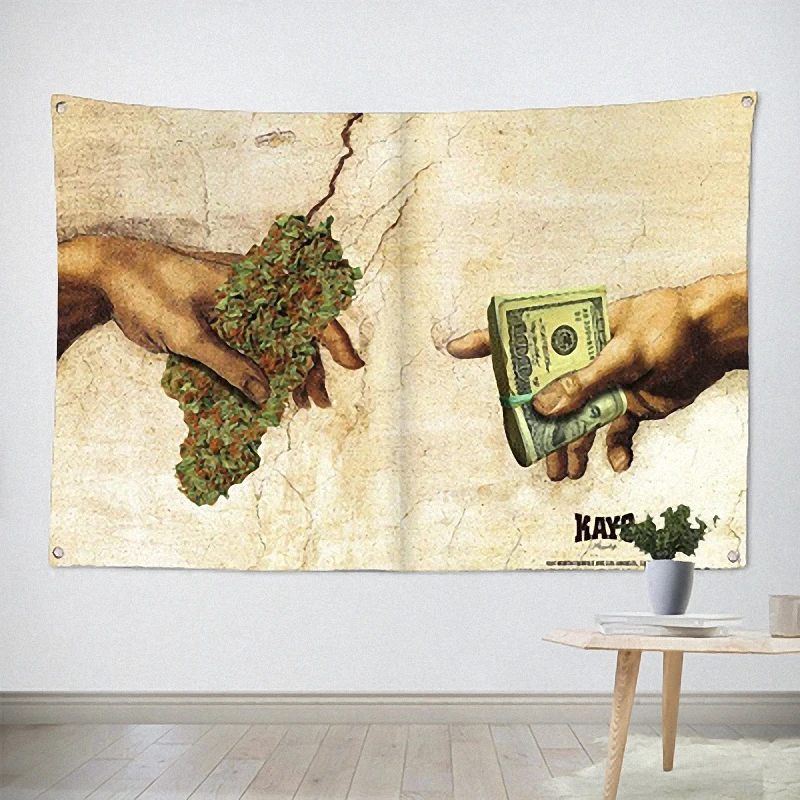 Jute and Dollar Transactions Poster Four Holes Banners Wall Flags Tapestry Cloth Art Bar Cafe Hotel Theme Background Decoration
Jute and Dollar Transactions Poster Four Holes Banners Wall Flags Tapestry Cloth Art Bar Cafe Hotel Theme Background Decoration