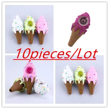 10pcs Silicone smoki pipe ice cream Creative Funny silicone Smoking Pipe with glass bowl unbreakable tobacco Hand Pipes 
10pcs Silicone smoki pipe ice cream Creative Funny silicone Smoking Pipe with glass bowl unbreakable tobacco Hand Pipes