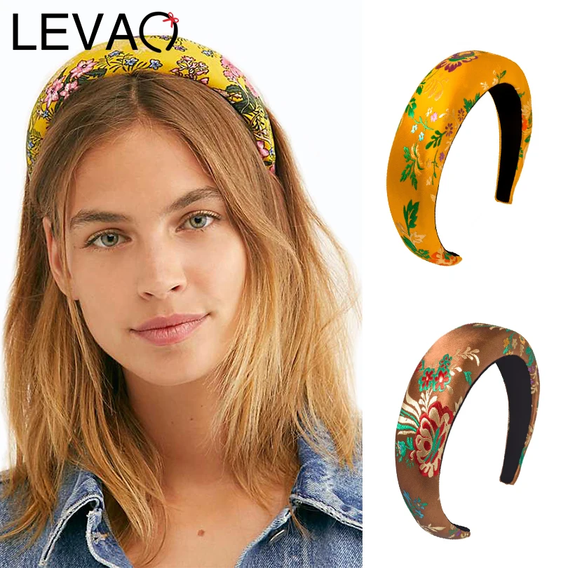 

LEVAO Women Elegant Embroidered Hairband Sponge Padded Headbands Bezel Turban Girls Hair Accessories Headwear Hair Hoop Fashion