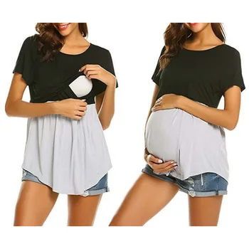 Stitching Maternity Dress Round Neck Breastfeeding T-shirt Short Sleeve Breastfeeding Pregnancy S7JN
Stitching Maternity Dress Round Neck Breastfeeding T-shirt Short Sleeve Breastfeeding Pregnancy S7JN