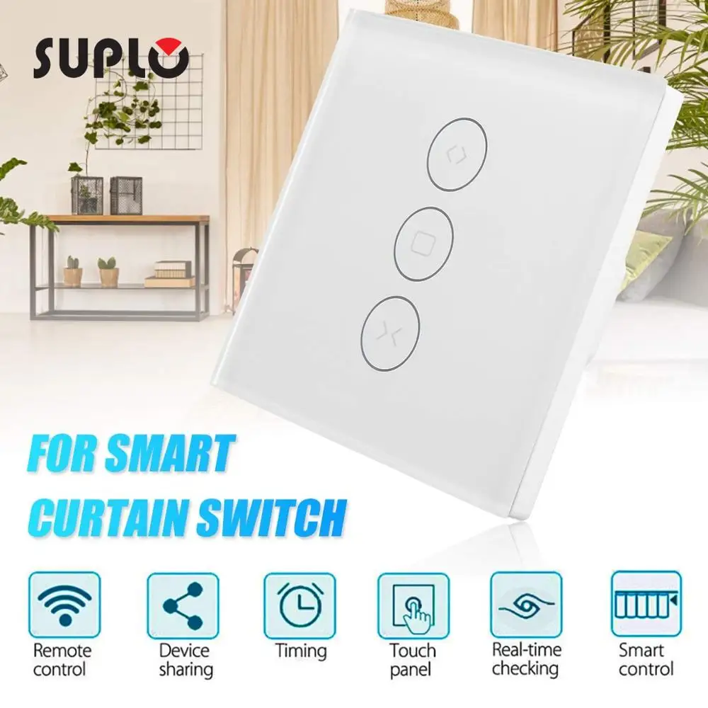 SUPLO Smart Home WiFi Curtain Switch panel mobile phone remote control scenario linkage timing remote control switch(EU)
SUPLO Smart Home WiFi Curtain Switch panel mobile phone remote control scenario linkage timing remote control switch(EU)