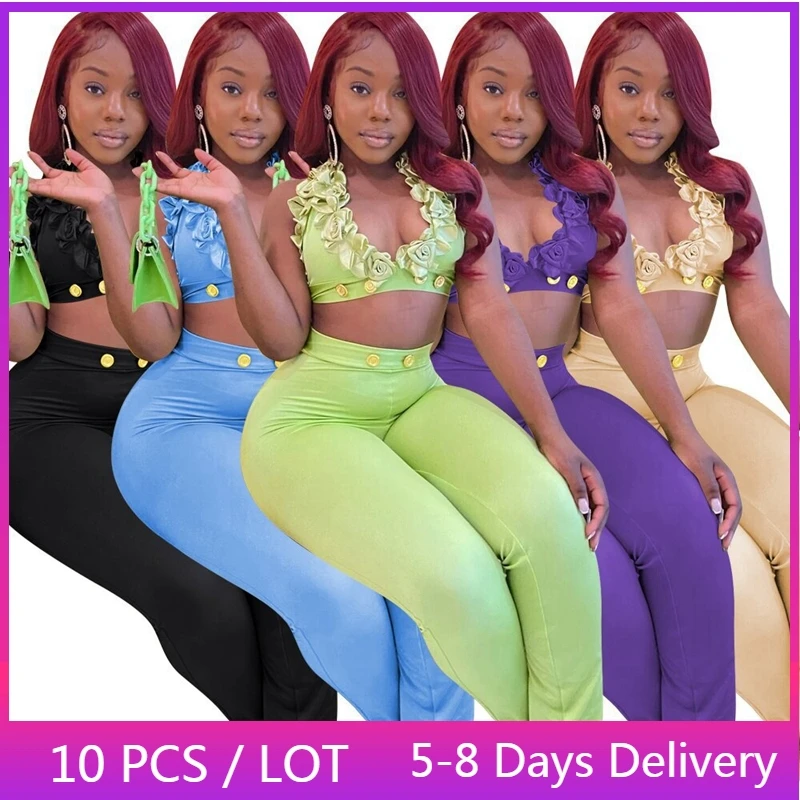Wholesale Items Sexy Two Piece Set Women Flowers Backless Crop Top and Slit Flare Pants Set Elegant 2 Piece Sets Womens Outfits
Wholesale Items Sexy Two Piece Set Women Flowers Backless Crop Top and Slit Flare Pants Set Elegant 2 Piece Sets Womens Outfits