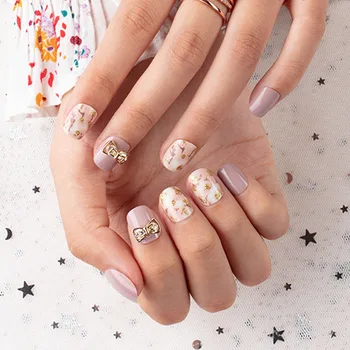 24pcs Pink Dye Gold Foil Zircon Bowknot Decorated Wearable Nails Fashion Color Lasting Girl Summer fake nails with glue designed
24pcs Pink Dye Gold Foil Zircon Bowknot Decorated Wearable Nails Fashion Color Lasting Girl Summer fake nails with glue designed