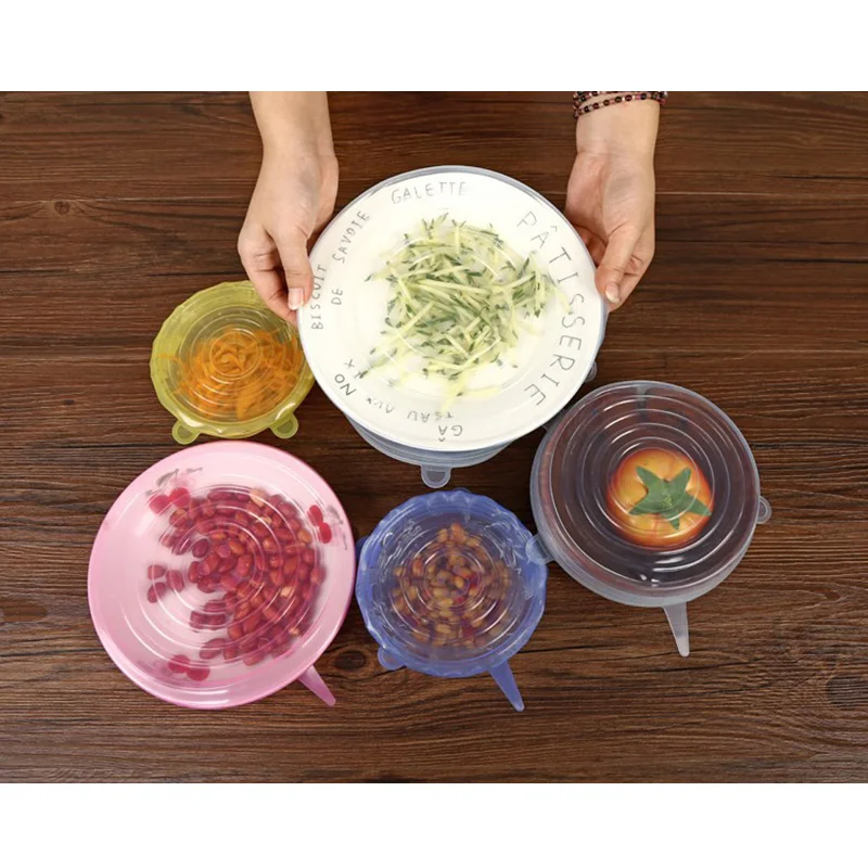 6pcs/ Set Universal Food Silicone Cover Reusable Silicone Stretch Lids Caps For Cookware Pot Cover Kitchen Accessories
6pcs/ Set Universal Food Silicone Cover Reusable Silicone Stretch Lids Caps For Cookware Pot Cover Kitchen Accessories
