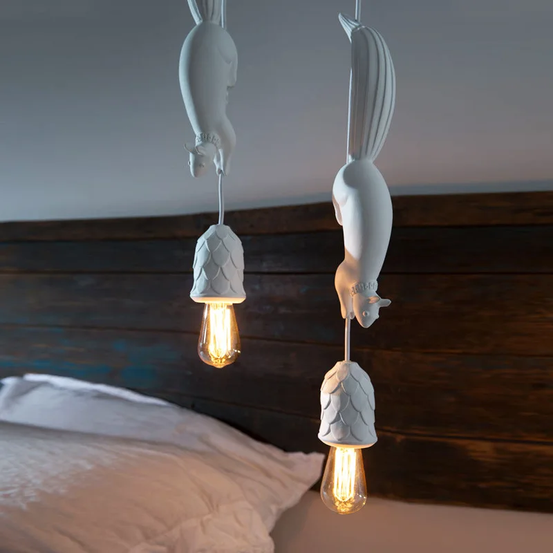 Kids Exposed Bulb Resin Drop Pendant Single Hanging Light White Black with Squirrel Tracking Pinecone Animal Pendant Lamp
Kids Exposed Bulb Resin Drop Pendant Single Hanging Light White Black with Squirrel Tracking Pinecone Animal Pendant Lamp