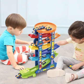 

Baby Kids ABS Toy Car Six Seven Track Gliding Rail Car Steam Ramp Racing Track Toy with 6 Cars