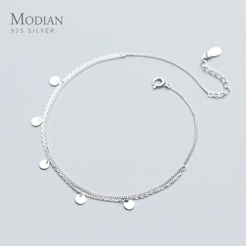 Modian Simple Double Layer Link Chain Anklet for Women Real 925 Sterling Silver Geometric Sequins Anklet Fashion Fine Jewelry
Modian Simple Double Layer Link Chain Anklet for Women Real 925 Sterling Silver Geometric Sequins Anklet Fashion Fine Jewelry