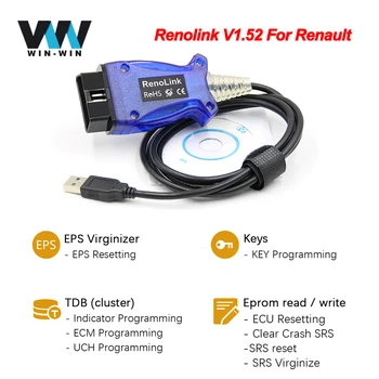 For Renault Renolink V1.52 OBD2 ECU Programmer Airbag Reset Tool OBD OBD2 Car Diagnostic Auto Tool ECM UCH Key Programmer Tool
For Renault Renolink V1.52 OBD2 ECU Programmer Airbag Reset Tool OBD OBD2 Car Diagnostic Auto Tool ECM UCH Key Programmer Tool
