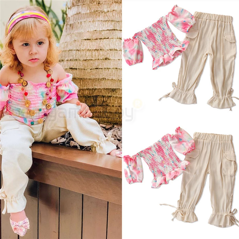 2020 Spring Summer Puff Sleeve Girls Clothes Set Off Shoulder Tops Blouses Causal Trousers Turnip Pants Baby Kids Girl Outfits
2020 Spring Summer Puff Sleeve Girls Clothes Set Off Shoulder Tops Blouses Causal Trousers Turnip Pants Baby Kids Girl Outfits