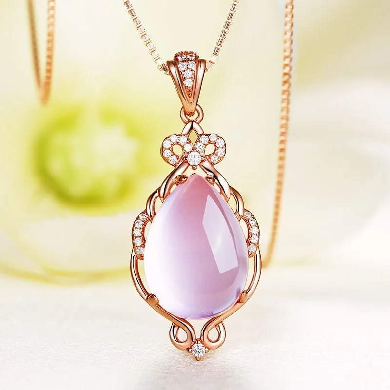 Natural Pink Chalcedony Drop Pendant Fashion Jewelry Hand Carved 925 Silver Inlaid Necklace for Men and Women
Natural Pink Chalcedony Drop Pendant Fashion Jewelry Hand Carved 925 Silver Inlaid Necklace for Men and Women
