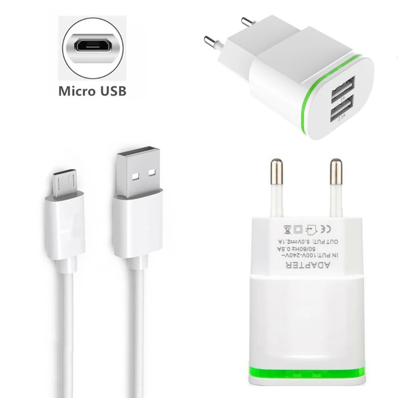 2 USB Ports Adapter Mobile Phone Wall Charger Device Micro Data Charging 5V/2.1A EU Plug LED Light For Smart Devices
2 USB Ports Adapter Mobile Phone Wall Charger Device Micro Data Charging 5V/2.1A EU Plug LED Light For Smart Devices