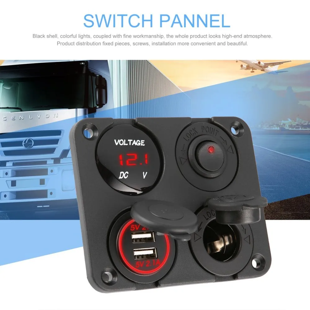 New Dual USB Ports Car Charger + LED Voltmeter + 12-24V Power Socket + On-Off Switch 4 in 1 Car Marine Boat LED Switch Panel
New Dual USB Ports Car Charger + LED Voltmeter + 12-24V Power Socket + On-Off Switch 4 in 1 Car Marine Boat LED Switch Panel