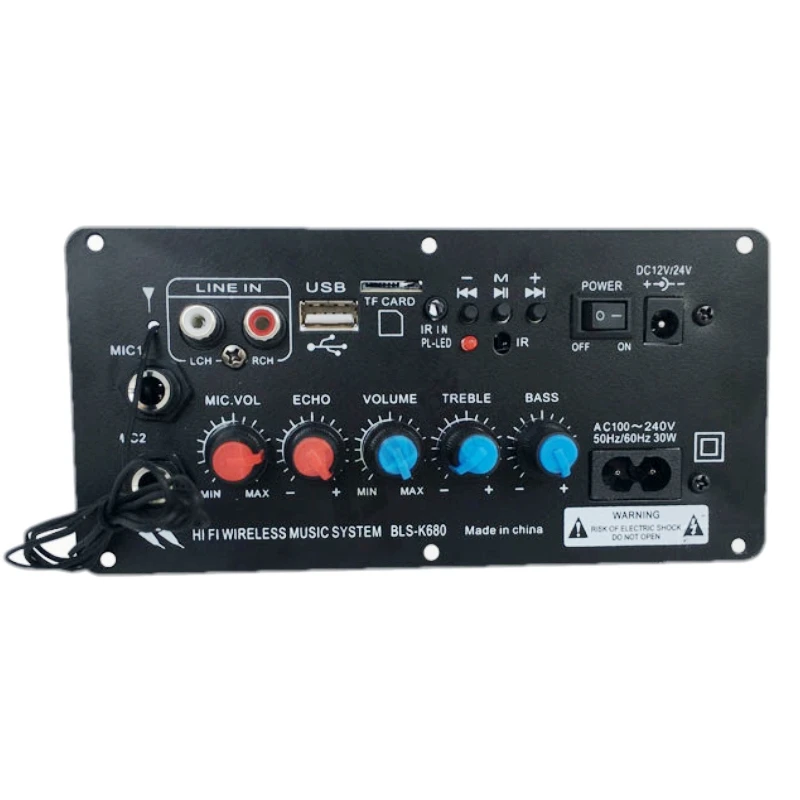 Digital Bluetooth Stereo Amplifier Board AC 220V 12V 24V Subwoofer Dual Microphone Karaoke Amplifiers EU Plug | Электроника