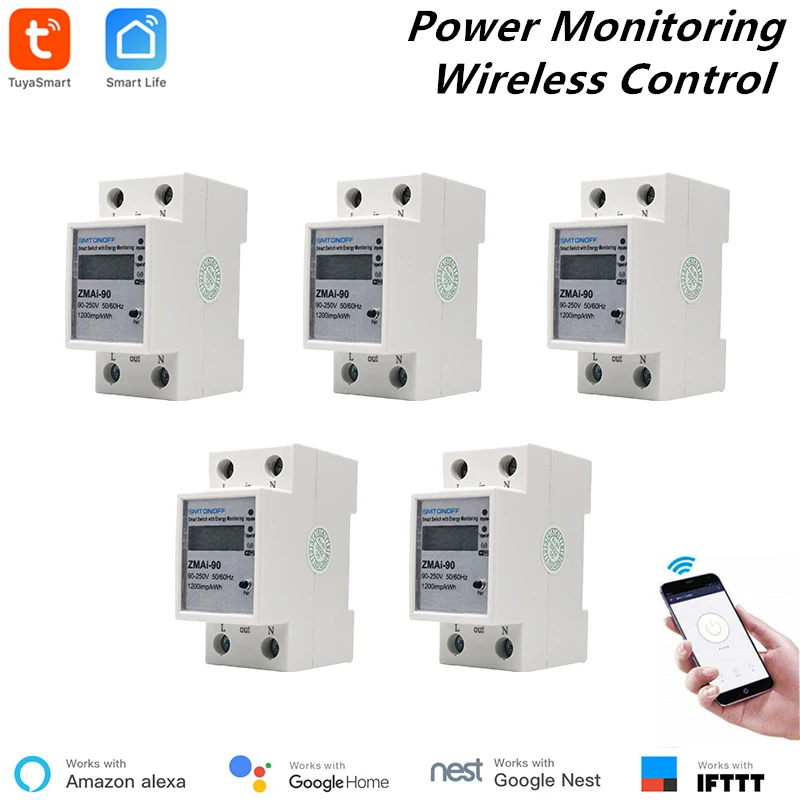 5 PcsTuya Power Meter WiFi Power Consumption Switch Energy Monitoring Meter 110V/220V Din Rail Remote Control Alexa Compatible
5 PcsTuya Power Meter WiFi Power Consumption Switch Energy Monitoring Meter 110V/220V Din Rail Remote Control Alexa Compatible