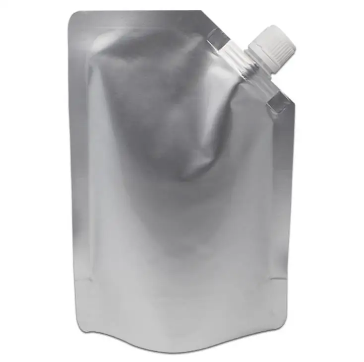 

18*25cm 1000ml Stand Up Drinking Package Silver Pout Bag Doypack Spout Pouch Bags 100pcs/lot Free shipping SN3832