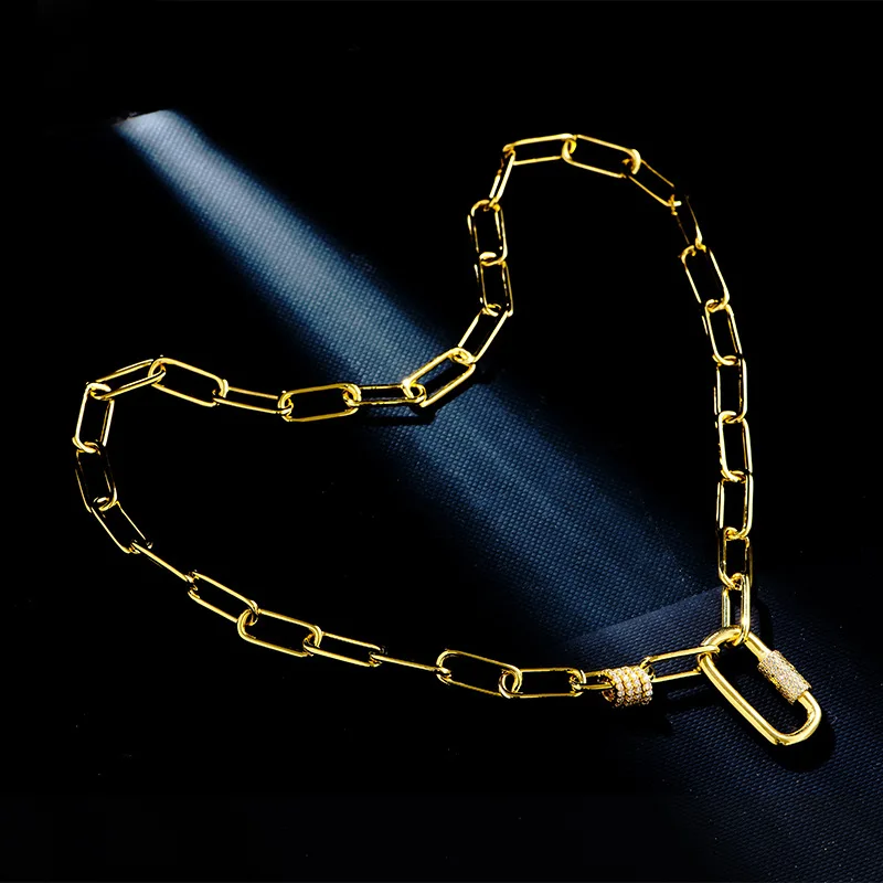 18K Gold Plated Oval Clasp Chain Rectangular Necklace | Украшения и аксессуары