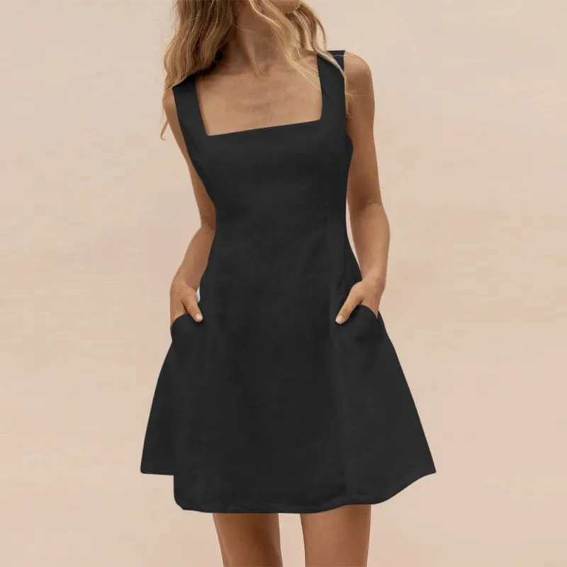 Women Summer French Suspenders Square Collar Dress Sexy Sleeveless Dress A-lineSolid Color Dress Sundress
Women Summer French Suspenders Square Collar Dress Sexy Sleeveless Dress A-lineSolid Color Dress Sundress