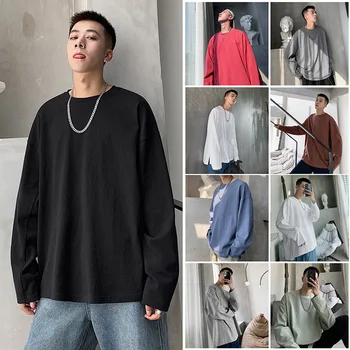 Long sleeve t-shirt men's autumn men's clothing trend pure cotton bottomed Shirt Top Men's round neck large loose T-shirt for
Long sleeve t-shirt men's autumn men's clothing trend pure cotton bottomed Shirt Top Men's round neck large loose T-shirt for