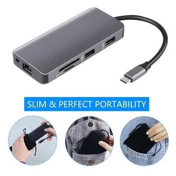 PD3.0 Computer Network Grey Power Output Cable Concentrator Card Reader Audio Port USB C Hub 9 In 1 RJ 45 1000Mbps HDMI VGA
PD3.0 Computer Network Grey Power Output Cable Concentrator Card Reader Audio Port USB C Hub 9 In 1 RJ 45 1000Mbps HDMI VGA