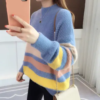 2020 Autumn and Winter Artificial Sweater Women New Loose Thick Striped Knit Clothes Crop Sweater and Pullovers
2020 Autumn and Winter Artificial Sweater Women New Loose Thick Striped Knit Clothes Crop Sweater and Pullovers