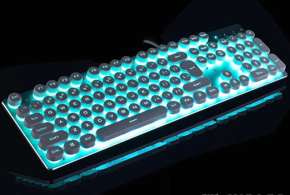 Wired Gaming Keyboard with LED Backlight Blue Switches, Anti-ghosting Standard Keys Retro Typewriter Style Keyboard
Wired Gaming Keyboard with LED Backlight Blue Switches, Anti-ghosting Standard Keys Retro Typewriter Style Keyboard