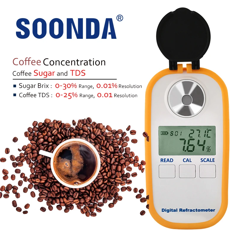 Автоматический рефрактометр для кофе 2 в 1 гидрометр измеритель концентрации Brix