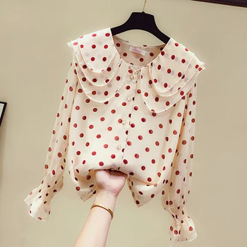 Polka Dot Chiffon Shirts for Women 2019 New Spring Autumn Peter Pan Collar Flare Sleeve Basic Top Casual Female Blouses
Polka Dot Chiffon Shirts for Women 2019 New Spring Autumn Peter Pan Collar Flare Sleeve Basic Top Casual Female Blouses