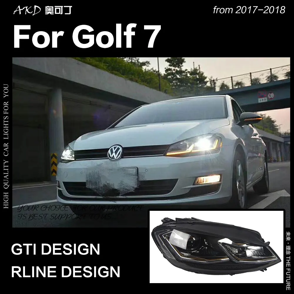 АКД стайлинга автомобилей для VW Golf 7 MK7 светодиодный фар Golf7.5 r образный дизайн LED DRL