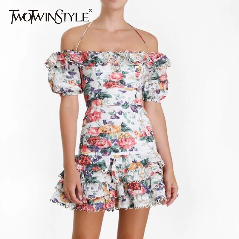 TWOTWINSTYLE Sexy Off Shoulder Print Slash Neck Short Sleeve High Waist Hollow Out Mini Female Dresses 2019 Summer Fashion
TWOTWINSTYLE Sexy Off Shoulder Print Slash Neck Short Sleeve High Waist Hollow Out Mini Female Dresses 2019 Summer Fashion