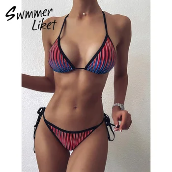Brazilian bikinis 2020 mujer Halter swimsuit women Triangle swimwear female String knot bikini Push up bathing suit biquini new 
Brazilian bikinis 2020 mujer Halter swimsuit women Triangle swimwear female String knot bikini Push up bathing suit biquini new