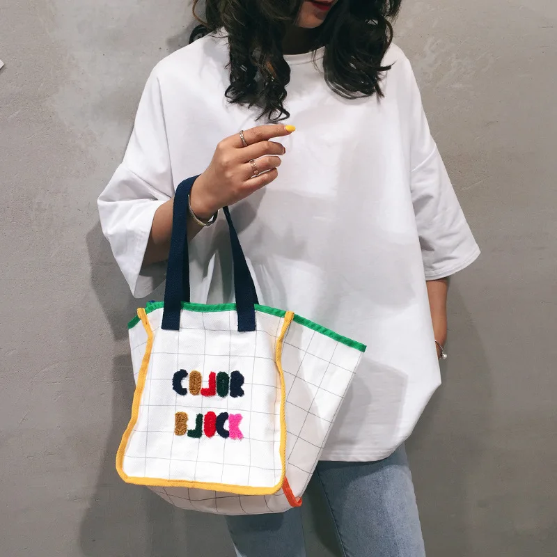 Canvas Bag Women's 2019 New Style Fashion Embroidered Letters Contrast Color WOMEN'S Bag Korean-style Versatile Portable Shoulde
Canvas Bag Women's 2019 New Style Fashion Embroidered Letters Contrast Color WOMEN'S Bag Korean-style Versatile Portable Shoulde