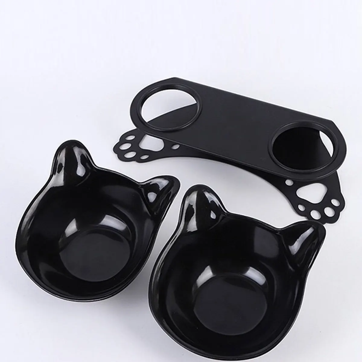 Cat Shaped Feeding Bowl with Holder Cat Shaped Feeding Bowl with Holder