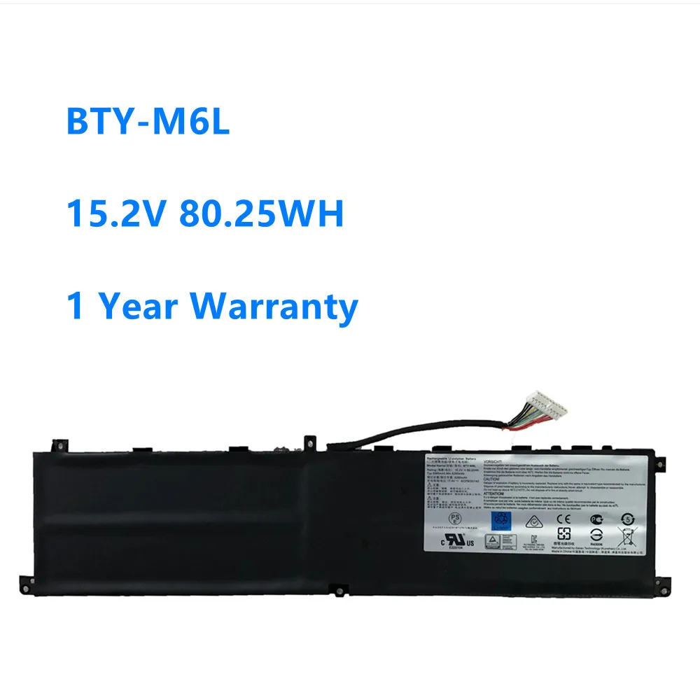 Laptop Battery BTY-M6L For MSI GS65 8RF 8RE PS42 PS63 MS-16Q3 MS-16Q3 Series BTY-M6L 15.2V 80.25WH/5380mAh
Laptop Battery BTY-M6L For MSI GS65 8RF 8RE PS42 PS63 MS-16Q3 MS-16Q3 Series BTY-M6L 15.2V 80.25WH/5380mAh