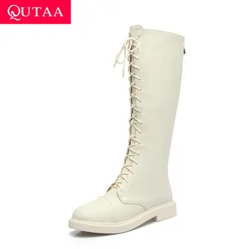 QUTAA 2021 Round Toe Lace Up Knee High Boots Square Heel Fashion Long Boots PU Leather All Match Women Shoes Big Size 34-43
QUTAA 2021 Round Toe Lace Up Knee High Boots Square Heel Fashion Long Boots PU Leather All Match Women Shoes Big Size 34-43