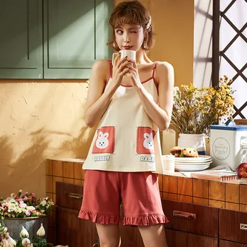 2020 Summer New Sleep Set Nightwear Print Novelty Home Clothing Intimate Lingerie Lovely Cotton Women Sleepwear Pajamas Suit
2020 Summer New Sleep Set Nightwear Print Novelty Home Clothing Intimate Lingerie Lovely Cotton Women Sleepwear Pajamas Suit