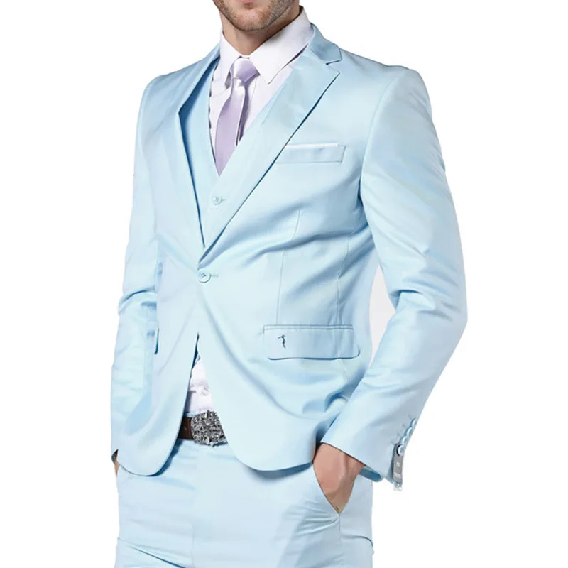 2017 New Arrival Mens Suits Light Blue Wedding Suits For Men Slim Fit Suits for Men 3 Piece (Jacket+Pants+Vest) Men Suit A191
2017 New Arrival Mens Suits Light Blue Wedding Suits For Men Slim Fit Suits for Men 3 Piece (Jacket+Pants+Vest) Men Suit A191