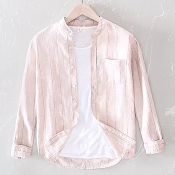 2020 Men Spring And Summer Flax Stripes Long-sleeved Shirt Youth Casual Stand Collar Comfortable Breathable Shirt
2020 Men Spring And Summer Flax Stripes Long-sleeved Shirt Youth Casual Stand Collar Comfortable Breathable Shirt